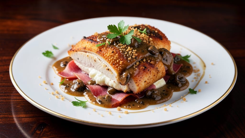 Chicken Cordon Bleu Mushroom Sauce Recipe: Pan-Seared Tender Chicken and Rich Wild Mushroom Gravy