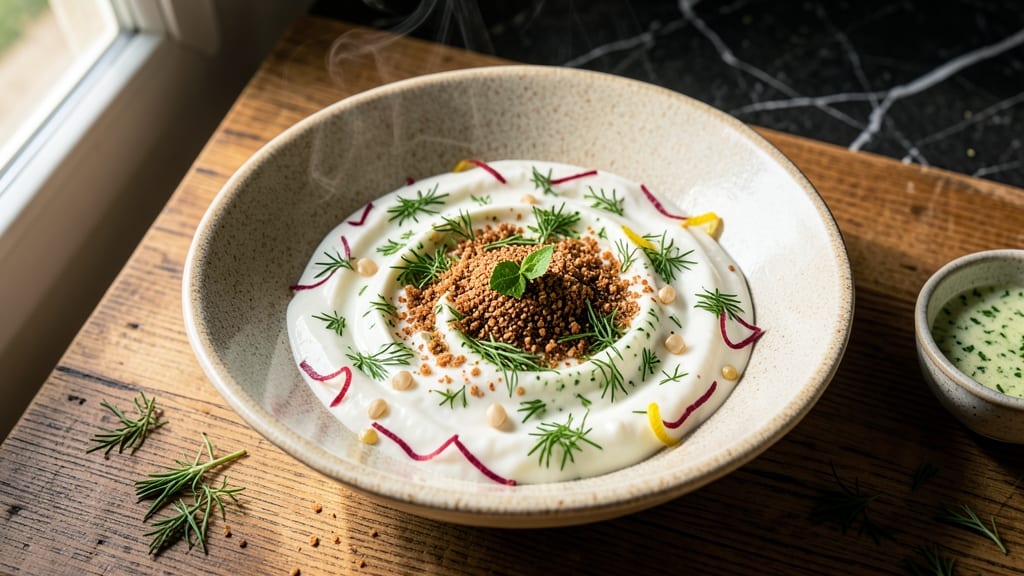 Albasha Grecian Sauce Recipe: Herb-Infused Yogurt Drizzle With Crispy Celery Topping