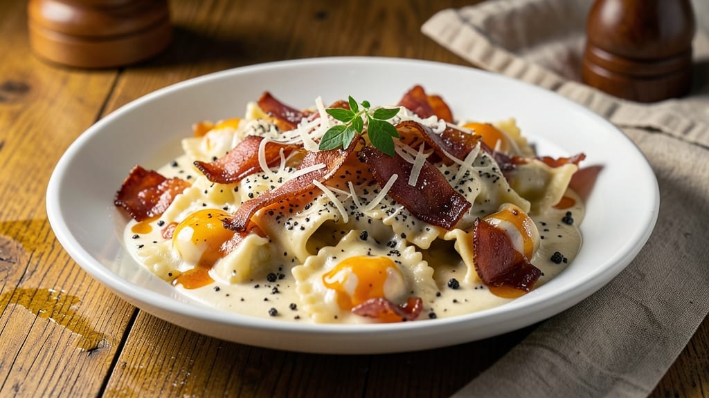 Bacon Carbonara Ravioli Sauce Recipe: Pancetta-Infused Egg Yolk Luxe