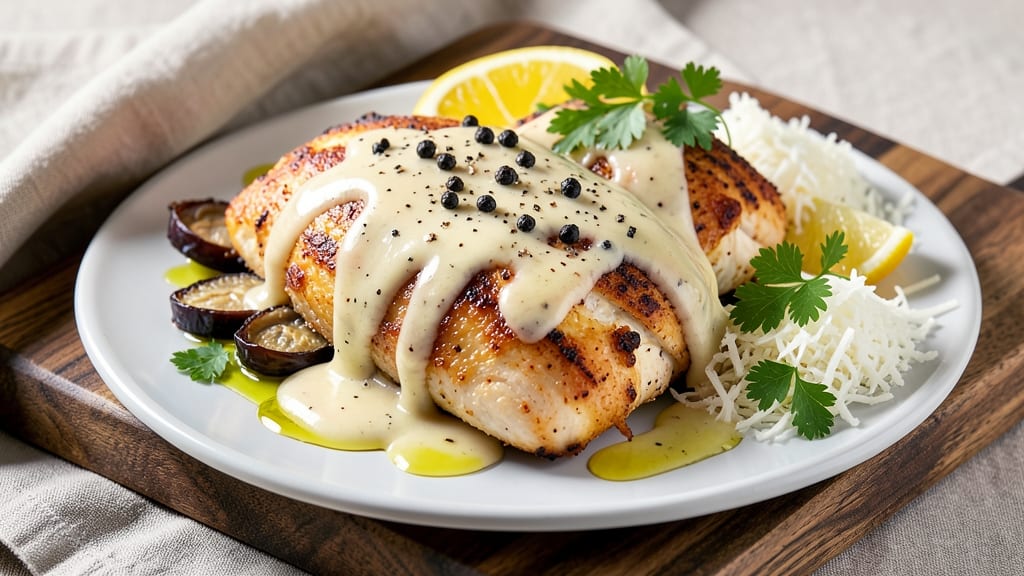 Baked Caesar Chicken With Creamy Parmesan Sauce Recipe: Crispy Bites Bathed in Rich, Garlicky Cheese