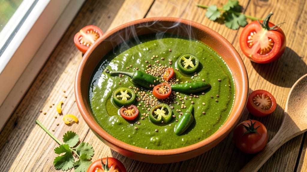 Authentic Green Chili Sauce Recipe: Smoky Tomato-Chili Fusion With Fresh Herb Finish