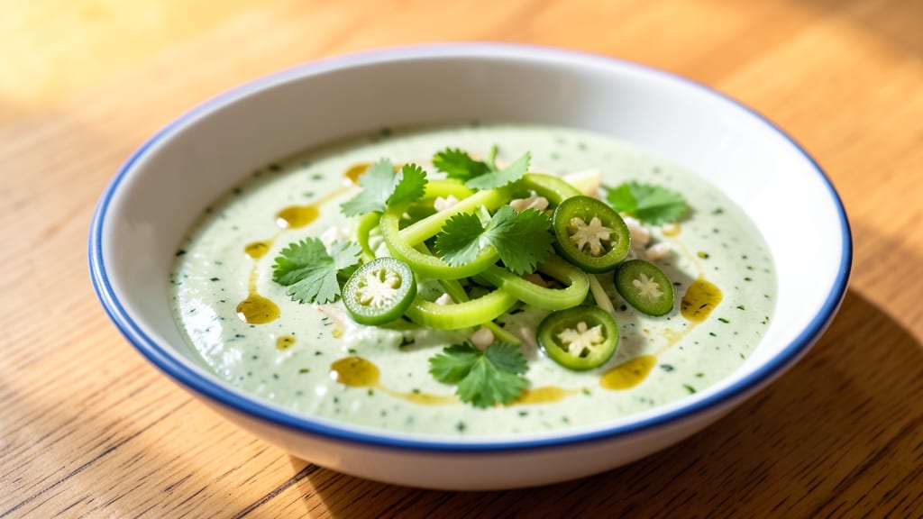 Sophie's Cuban Green Sauce Recipe: Celery-Crown Crunch Over Tangy Yogurt Base
