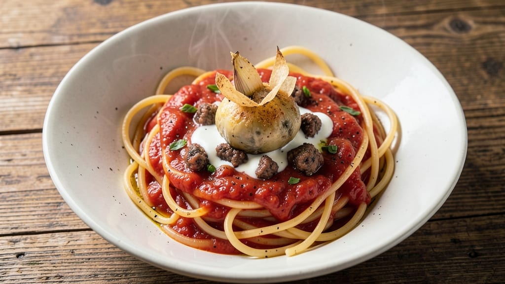 Authentic Red Sauce Pasta Recipe: Tomato-Rich Umami With Crispy Garlic Crowns
