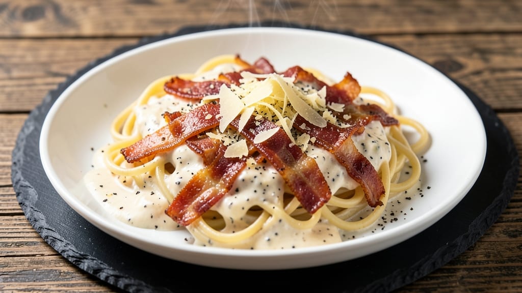 Bacon Carbonara Sauce Recipe: Crispy Pancetta Crunch Over Egg-Yolk Richness