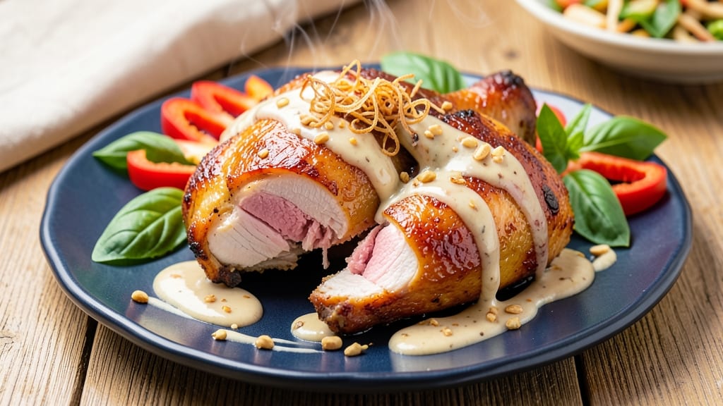 Baked Chicken With Peanut Sauce Recipe: Crispy Skin and Nutty-Sweet Glaze Magic