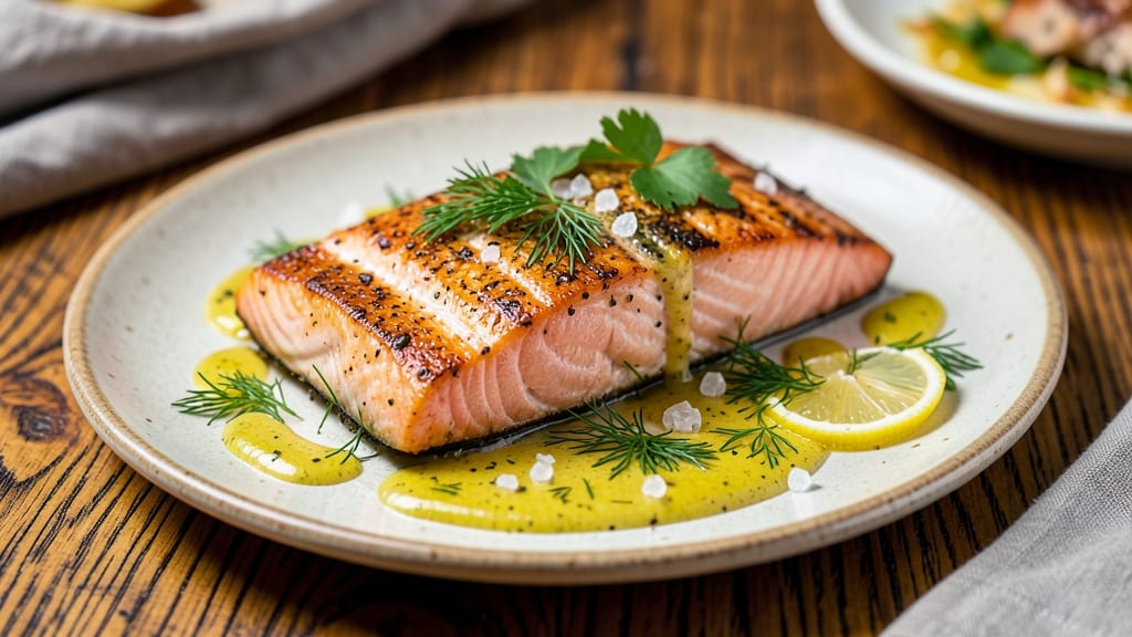 Baked Salmon With Mustard Dill Sauce Recipe: Crispy Skin, Bright Herb Sauce Harmony