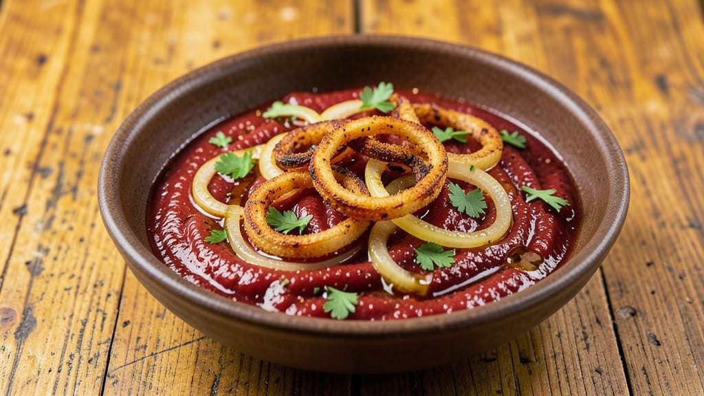 All American Sauce Recipe: Smoky Tomato-Ketchup Fusion With Crispy Onion Topping