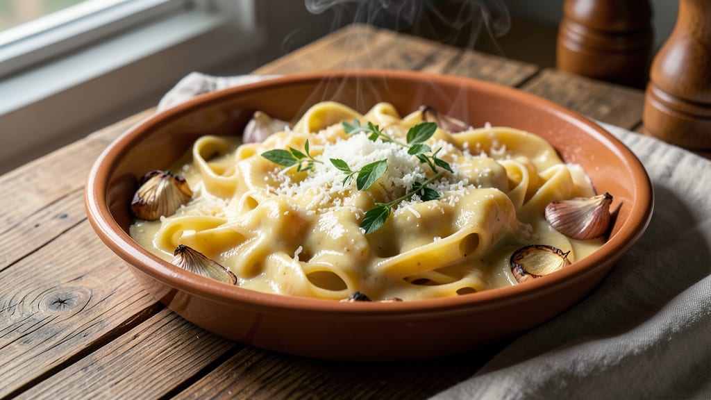 Baked Pasta With Alfredo Sauce Recipe: Bubble-Filled Cheese Crust and Silky Sauce
