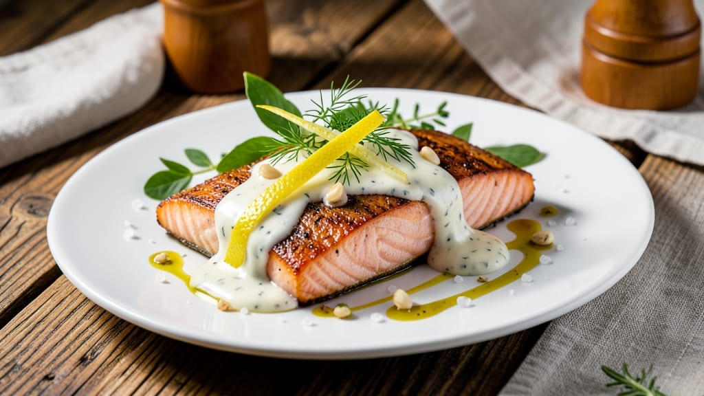 Baked Salmon With Sour Cream Dill Sauce Recipe: Flaky Fish Paired With Cool, Herby Drizzle